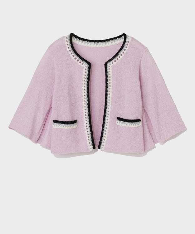 GRACE CONTINENTAL ツイーディーニットカーディガン ピンク