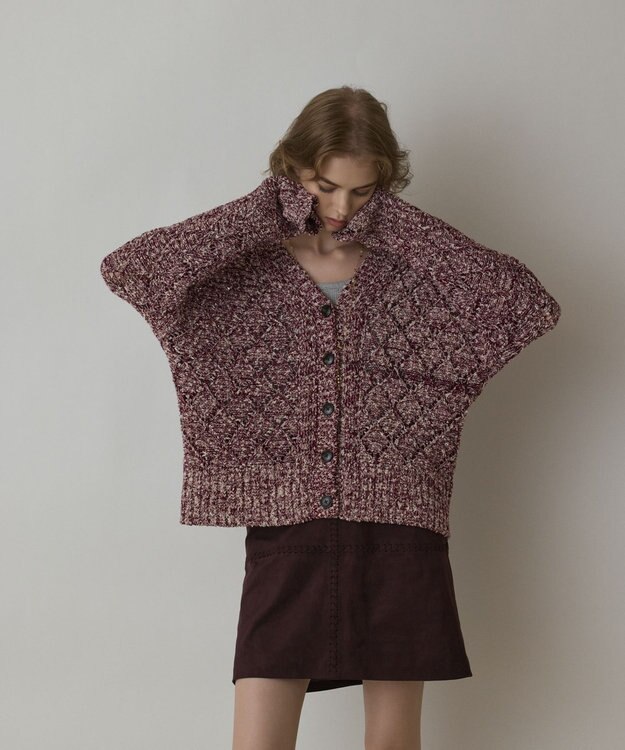 GRACE CONTINENTAL オーバーニットカーディガン ボルドー