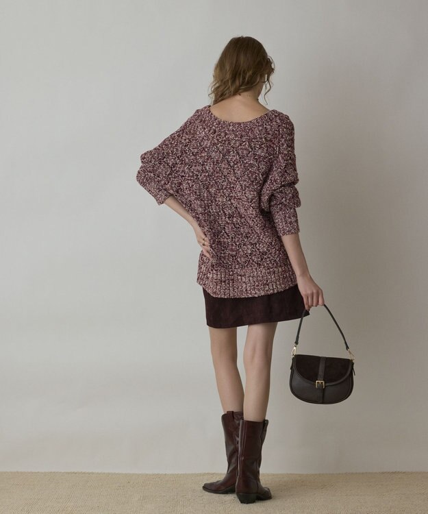 GRACE CONTINENTAL オーバーニットカーディガン ボルドー