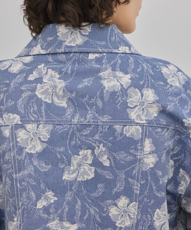 GRACE CONTINENTAL ボタニカルジャガードジャケット ブルー