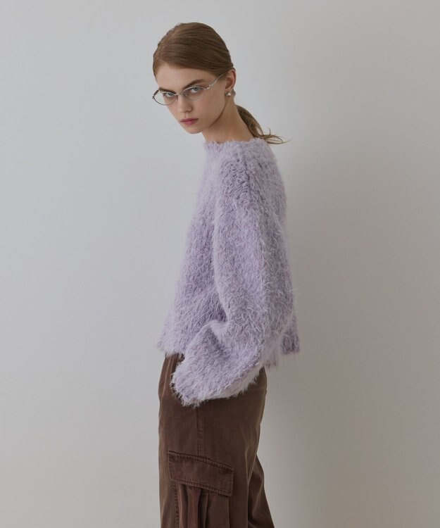 GRACE CONTINENTAL バルキーフェザーニットトップ ラベンダー