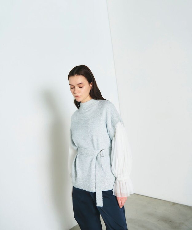 conte コンテ Super fine knitwear グレー フリーサイズ フェザーニットコンビトップ / GRACE CONTINENTAL | GRACE