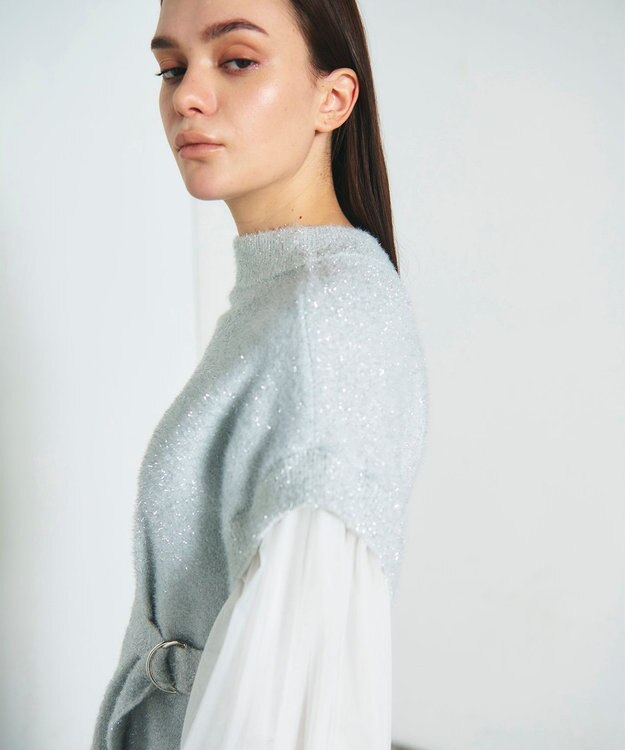 GRACE CONTINENTAL フェザーニットコンビトップ ホワイト