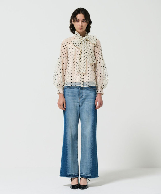 GRACE CONTINENTAL チュールドットボウタイブラウス キナリ