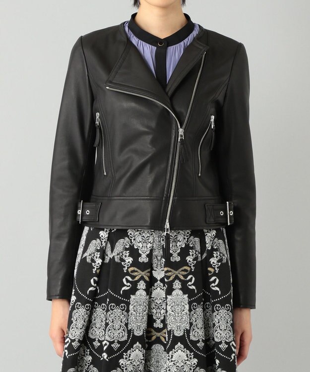 GRACE CONTINENTAL レースアップライダースジャケット ブラック