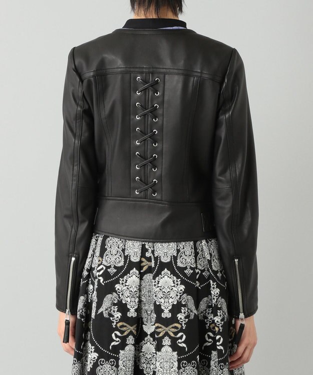 GRACE CONTINENTAL レースアップライダースジャケット ブラック