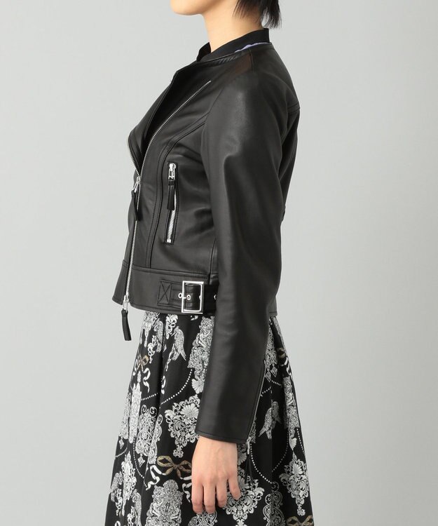 GRACE CONTINENTAL レースアップライダースジャケット ブラック