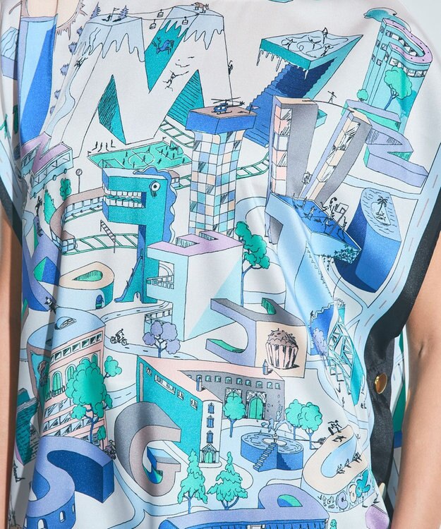 GRACE CONTINENTAL スカーフポンチョトップ ブルー