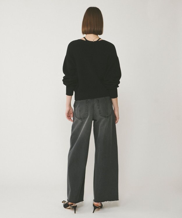 GRACE CONTINENTAL ハイゲージ畦ニットカーディガン ブラック