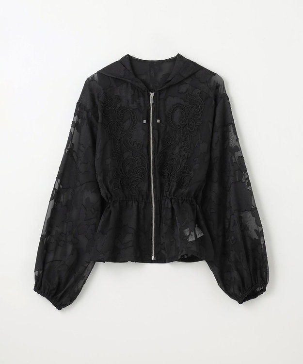 GRACE CONTINENTAL ジャガード刺繍ブルゾン ブラック