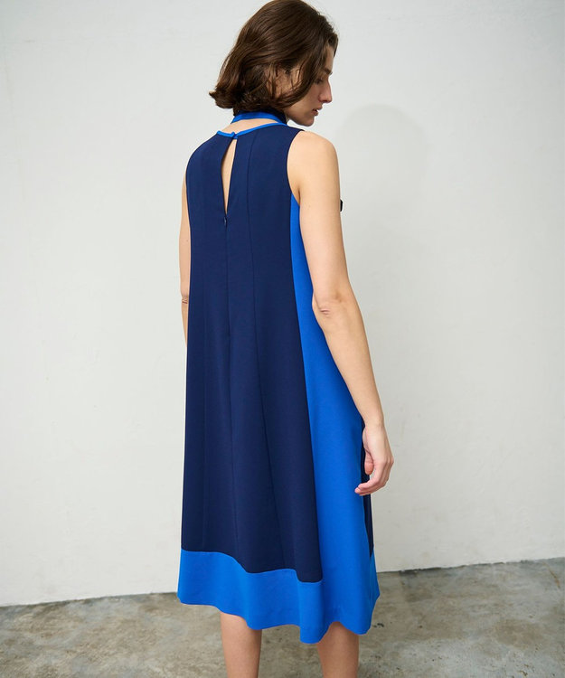 GRACE CONTINENTAL バイカラーフレームドレス ネイビー