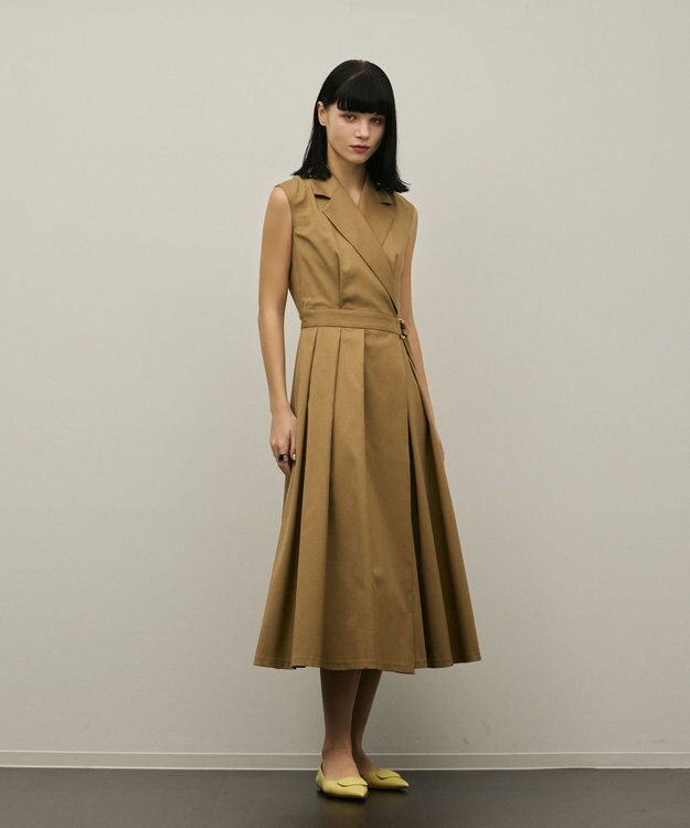 GRACE CONTINENTAL カシュクールタックフレアワンピース ベージュ