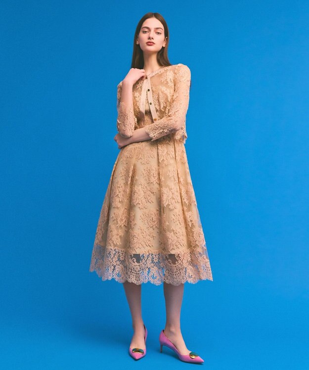 GRACE CONTINENTAL リバーレースドレス ベージュ