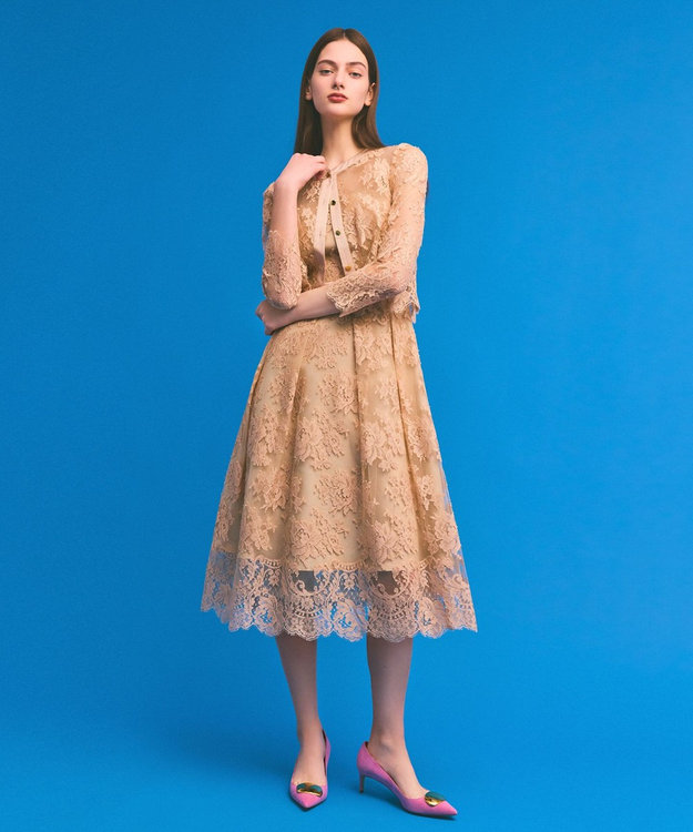 GRACE CONTINENTAL リバーレースドレス ベージュ