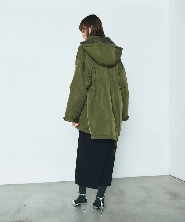 GRACE CONTINENTAL ボリュームハーフコート カーキ