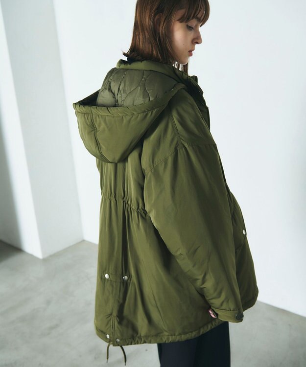 GRACE CONTINENTAL ボリュームハーフコート カーキ