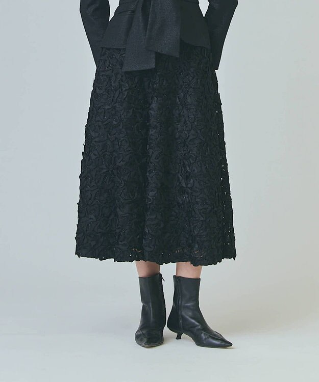 未使用 グレースコンチネンタル レース 刺繍 切り替え フレア スカート 新品 テープ刺繍レーススカート / GRACE CONTINENTAL | GRACE