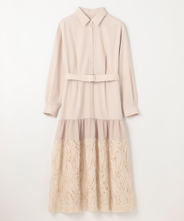 GRACE CONTINENTAL 刺繍ヘムシャツワンピース ベージュ