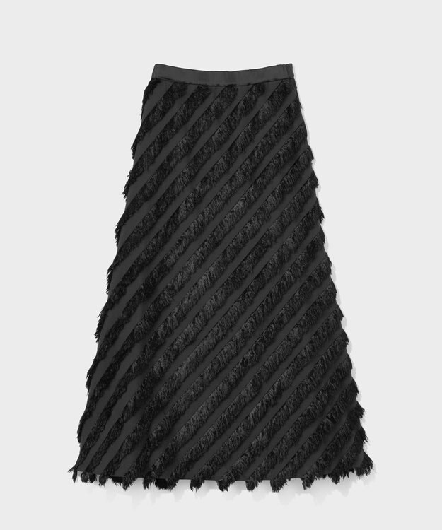 GRACE CONTINENTAL フェザーバイアスロングスカート ブラック