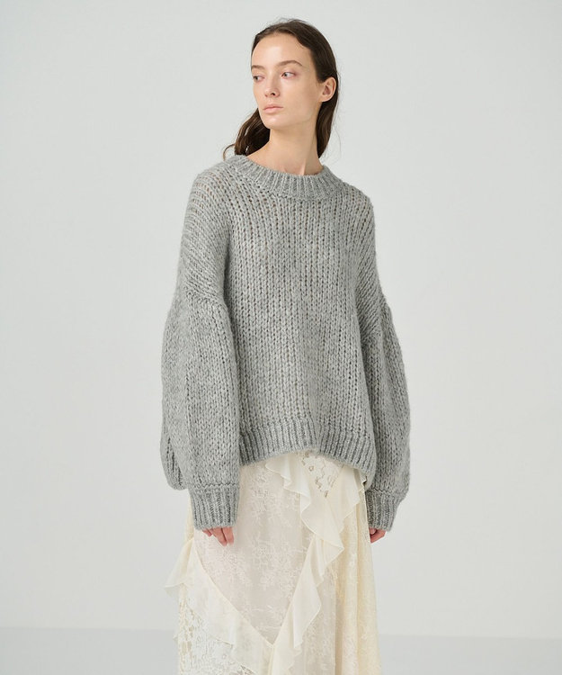 GRACE CONTINENTAL オーバールーズニットトップ グレー