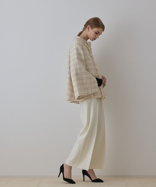 GRACE CONTINENTAL フレアスリーブツイードジャケット キナリ