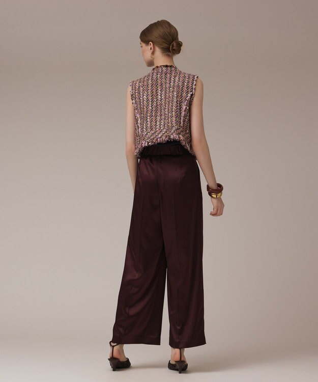 GRACE CONTINENTAL トリアセサテンワイドパンツ ブラウン