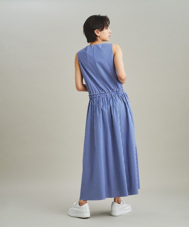 ストライプ刺繍ノースリーブロングワンピース ELFRANK ワンピース ストライプノースリーブロングワンピース