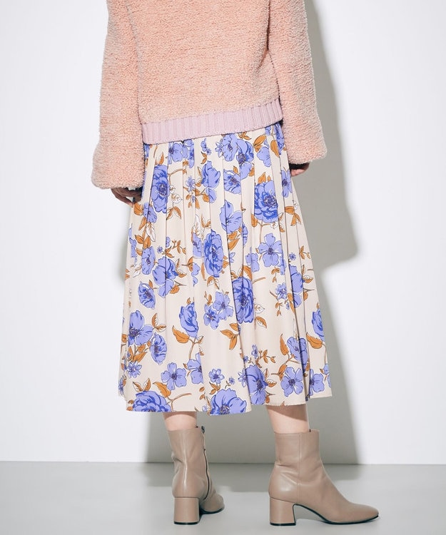 美品 マメクロゴウチフラワーハンドプリントスカート 送料無料】Floral Motif Chenille