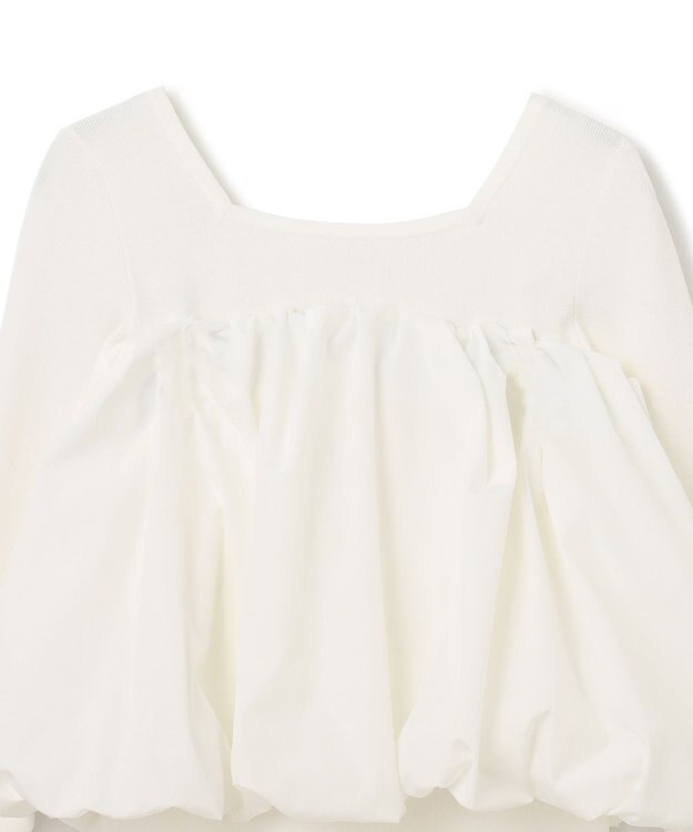 GRACE CONTINENTAL タフタケープ付ニットトップ ホワイト