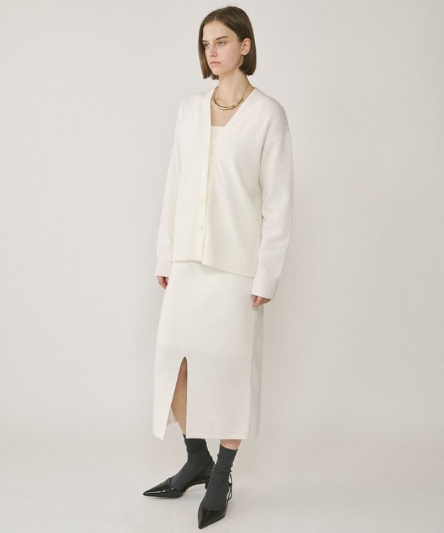 GRACE CONTINENTAL フィルムヤーンニットスカート ホワイト