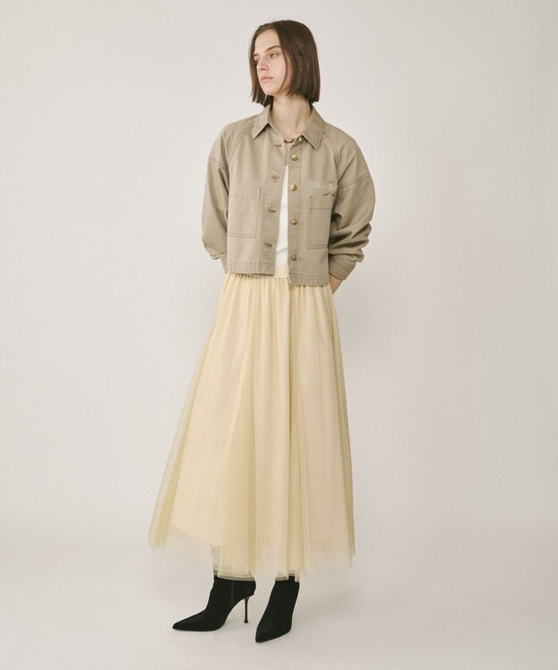 GRACE CONTINENTAL ラメチュールスカート ゴールド