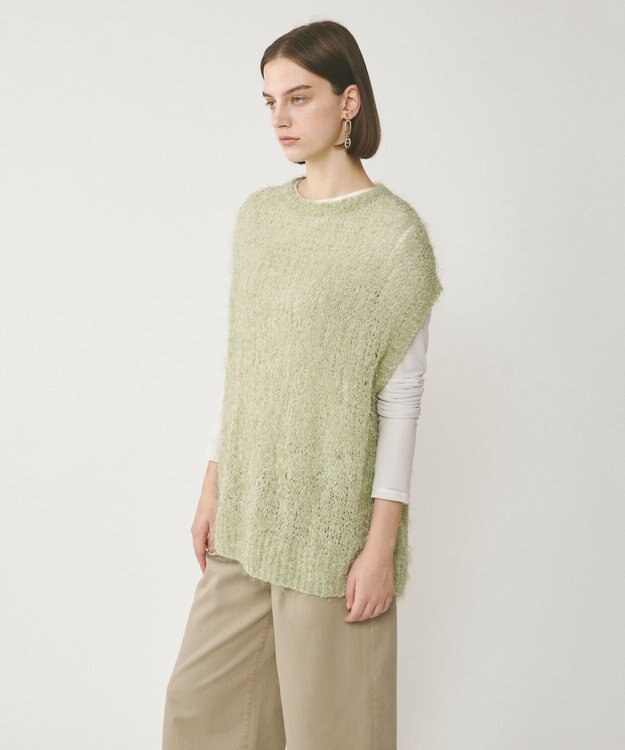 GRACE CONTINENTAL フィルムヤーンニットベスト ライトグリーン