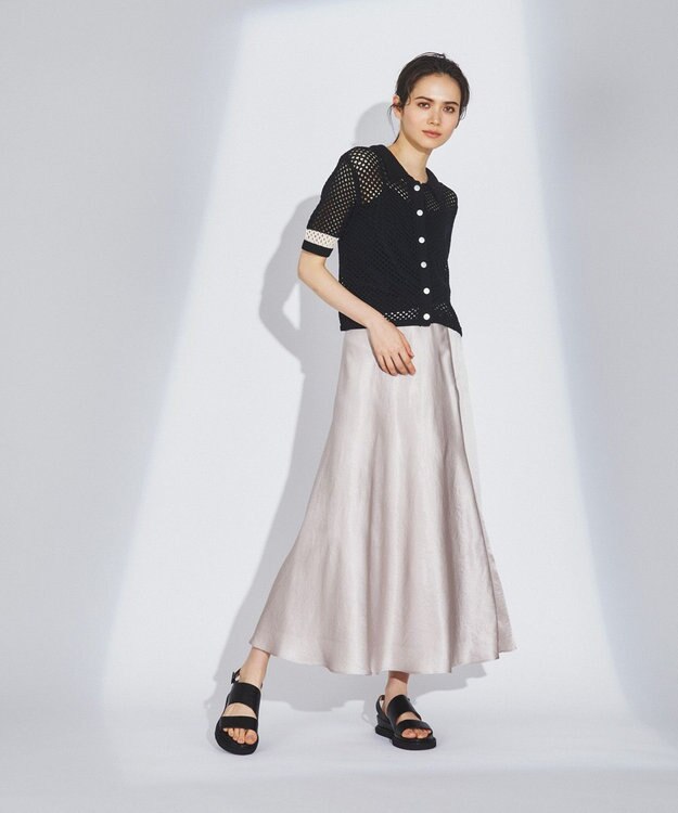 GRACE CONTINENTAL サテンフレアスカート ベージュ