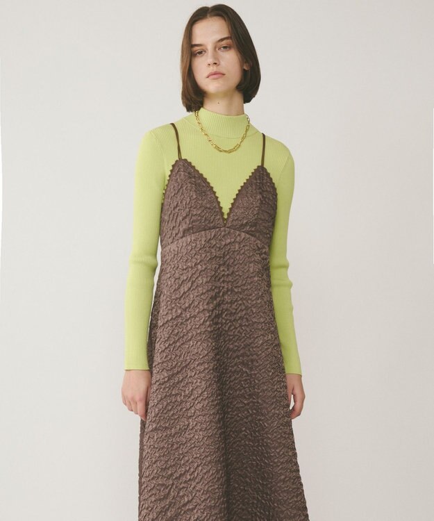 GRACE CONTINENTAL エンボスキャミワンピース ブラウン