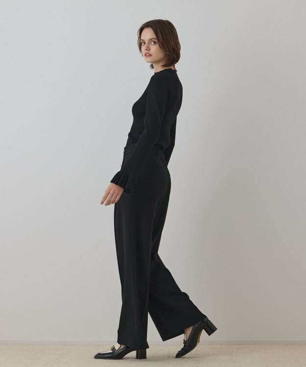 GRACE CONTINENTAL ラメリブニットトップ ブラック