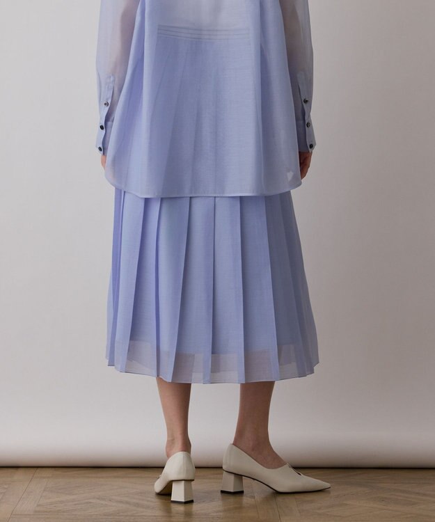 GRACE CONTINENTAL マットシアープリーツスカート ブルー