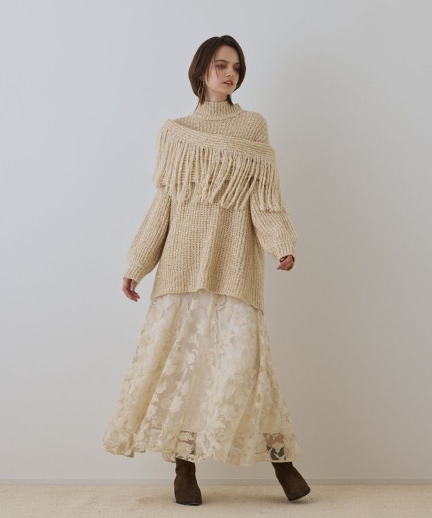 GRACE CONTINENTAL エンブロイダリーフレアスカート キナリ