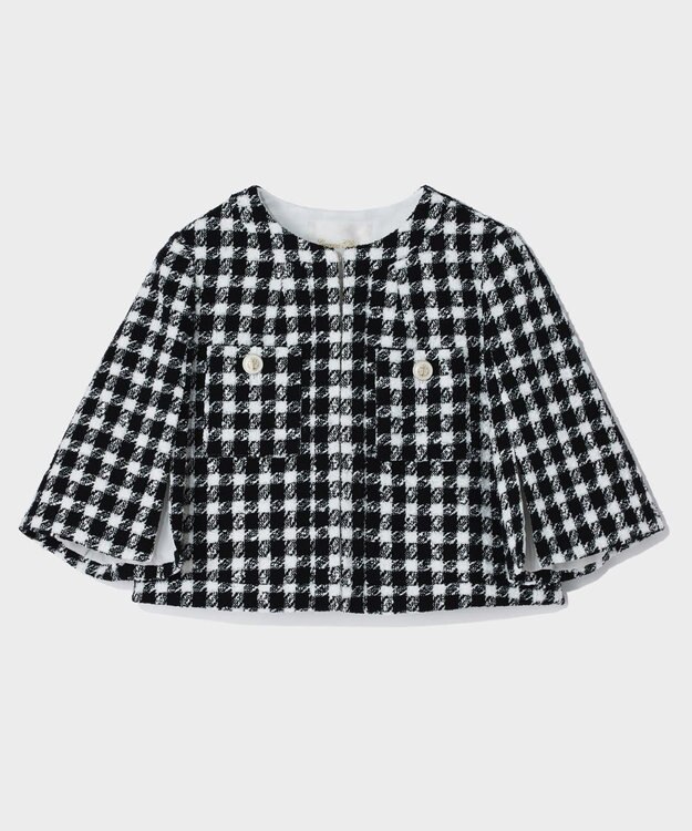 GRACE CONTINENTAL チェックツイードショートジャケット ブラック