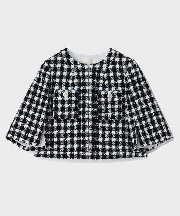 GRACE CONTINENTAL チェックツイードショートジャケット ブラック