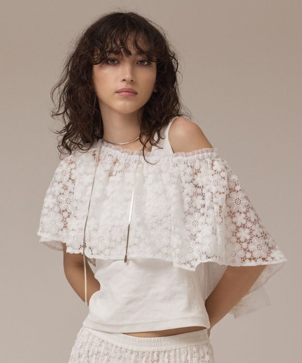 GRACE CONTINENTAL レースケープカットトップ ホワイト