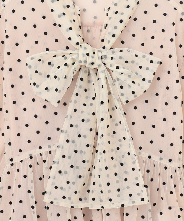 GRACE CONTINENTAL ドットフロッキーチュールトップ キナリ