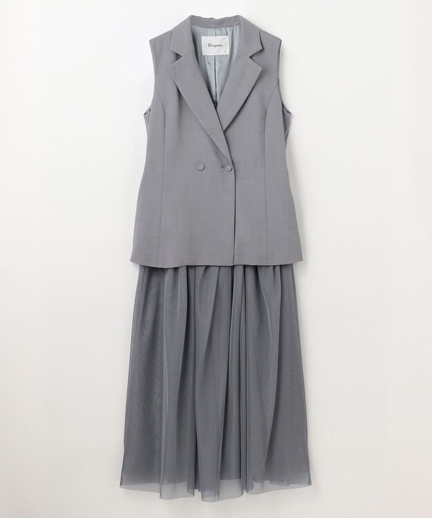 GRACE CONTINENTAL テーラーチュールワンピース グレー