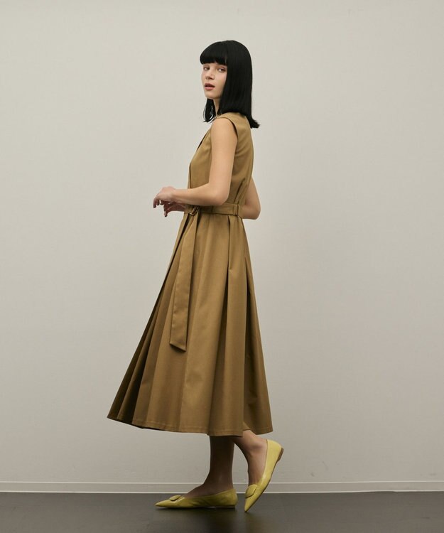 GRACE CONTINENTAL カシュクールタックフレアワンピース ベージュ