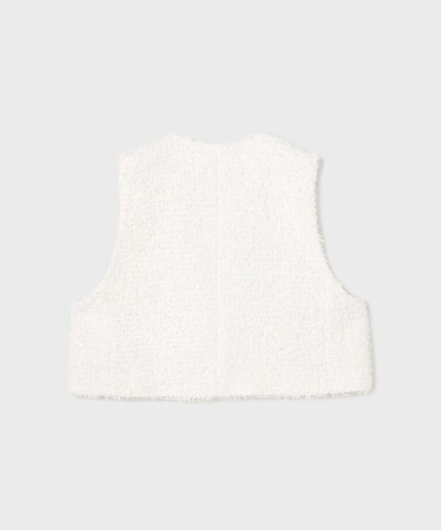 GRACE CONTINENTAL ツイードショートジレジャケット ホワイト