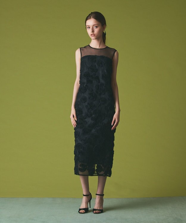 GRACE CONTINENTAL フラワーembドレス ブラック