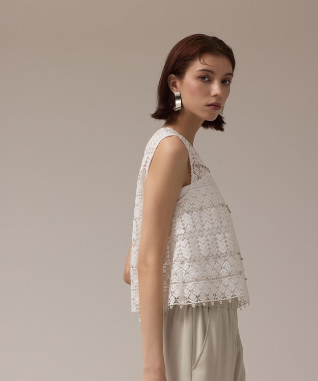 GRACE CONTINENTAL キカレースビジュートップ ホワイト