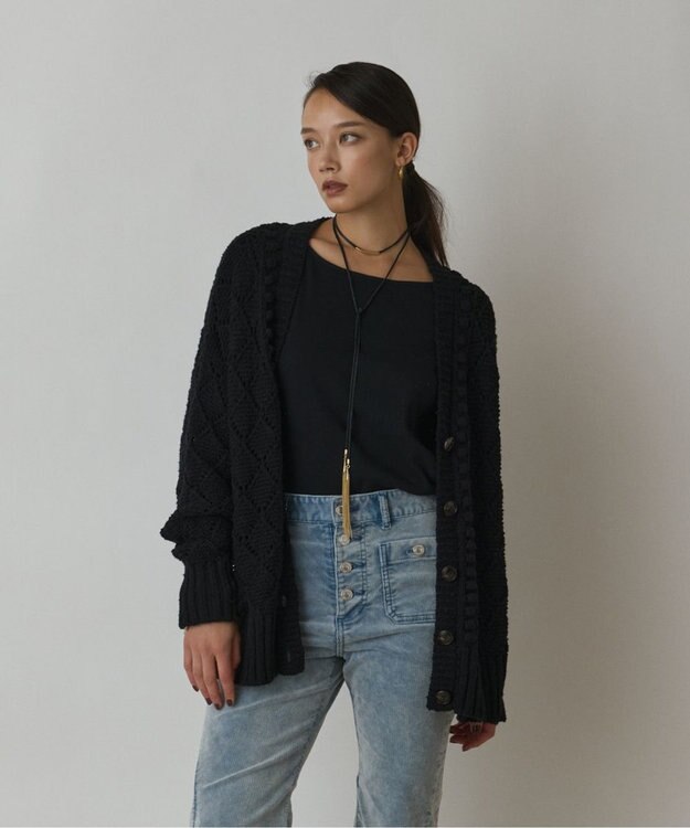 GRACE CONTINENTAL オーバーニットカーディガン ブラック
