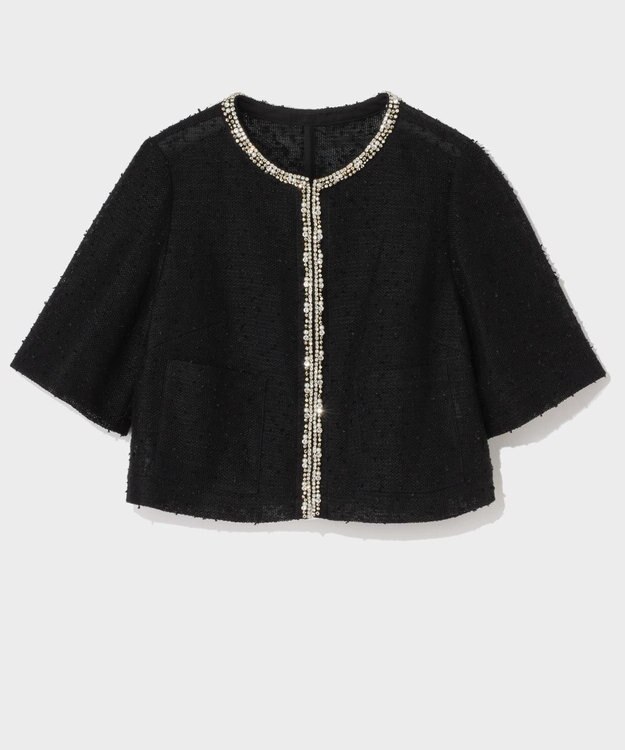 GRACE CONTINENTAL メッシュツイードジャケット ブラック