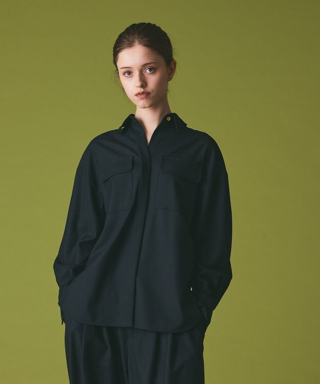 GRACE CONTINENTAL ウールミリタリーシャツ ブラック