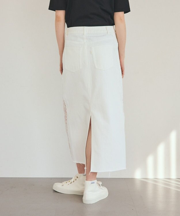 GRACE CONTINENTAL サイドレースデニムスカート ホワイト